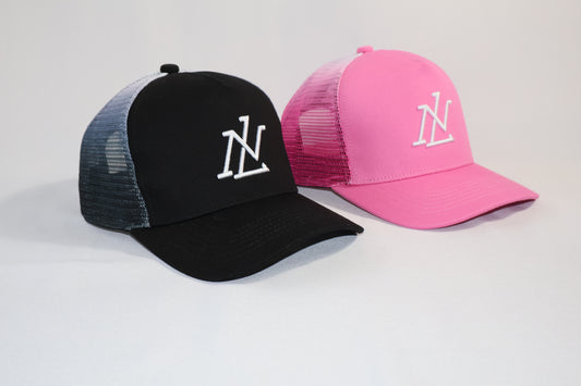 Unisex Trucker Cap- Black & Pink | Adjustable Mesh Hat With Embroidered Logo