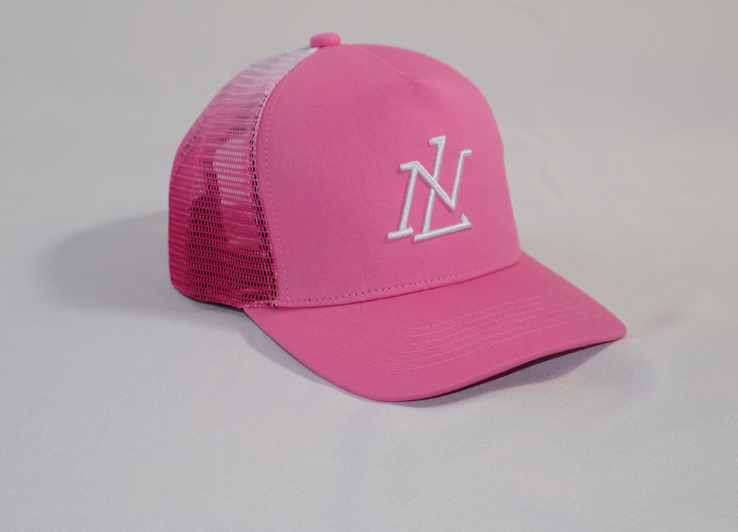 Unisex Trucker Cap- Black & Pink | Adjustable Mesh Hat With Embroidered Logo