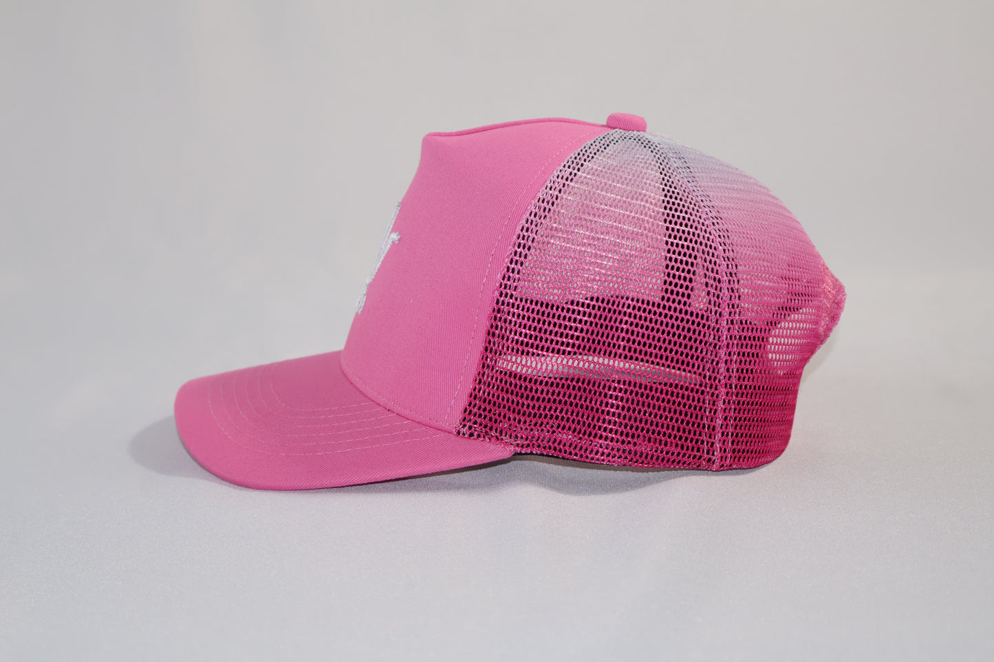Unisex Trucker Cap- Black & Pink | Adjustable Mesh Hat With Embroidered Logo